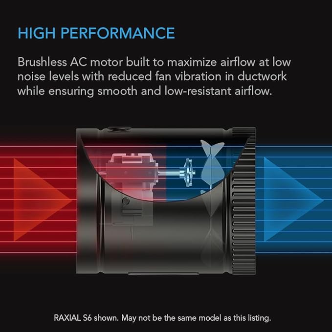 AC Infinity RAXIAL S6, Inline Booster Duct Fan 6” with Speed Controller - Low Noise Inline HVAC Blower Can Fan for Basements, Bathrooms, Kitchens, Workshops - Image 4