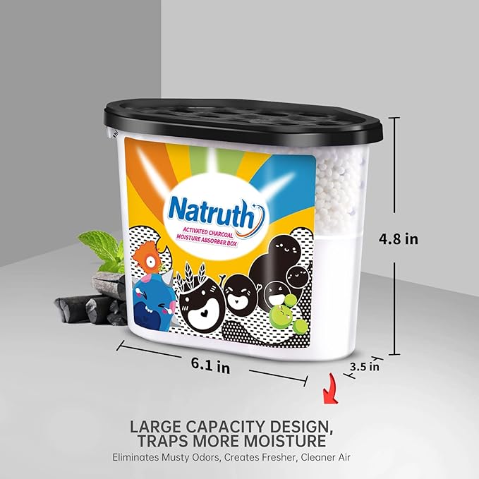 NATRUTH Moisture Absorbers with Activated Charcoal,800ml(6-Pack)*12.5 OZ Portable Closet Dehumidifier, Odor Eliminator Absorber Bucket,Humidity Absorber,Dehumidifier for Bathrooms, Kitchen & Boats - Image 5