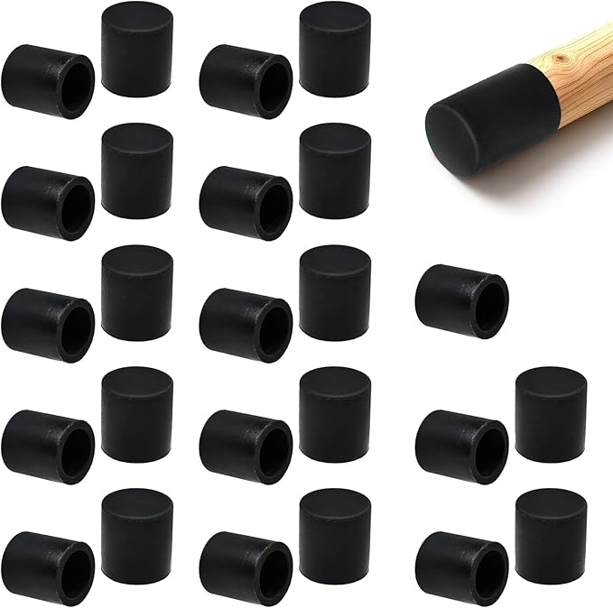 25 Pcs 5/8"(15 mm) Round Chair Leg Tips Caps, Silicone Rubber Furniture Leg Floor Protectors, Reduce Noise Folding Metal Chair Leg Cap Replacement for Bar Stool Leg Patio Indoor, Black by BOPOREAE