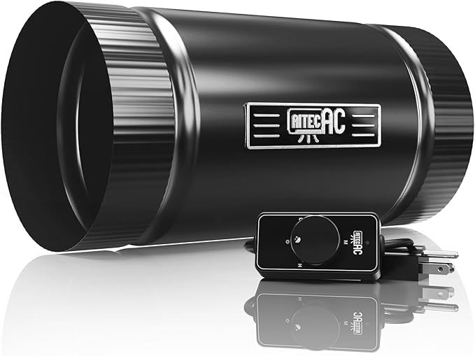 4 Inch Inline Duct Fan with Speed Controller –130 CFM, Ultra-Quiet 48dB, 5W Energy Efficient – for Grow Tents, Hydroponics, Attic, Greenhouse, Ventilation, Exhaust (4in Inline Fan) by AITECAC