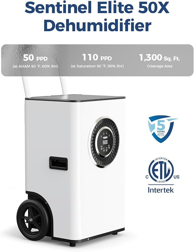ALORAIR 110PPD Commercial Dehumidifier with Pump & Drain Hose, LGR Tech Dehumidifiers for Large Room, Basement, Warehouse, Industrial Space, 5 Years Limited Warranty, Sentinel Elite50X - Image 2