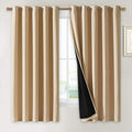 NICETOWN Bedroom Full Blackout Curtain Panels, Super Thick Insulated Window Covers, Complete Blackout Draperies with Black Liner for Short Window(Biscotti Beige, Set of 2 PCs, 70 by 63-inch) by NICETOWN