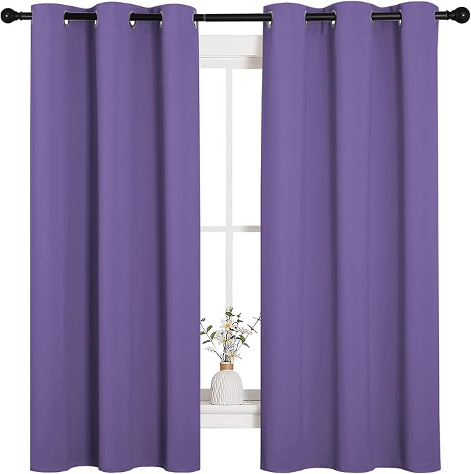 NICETOWN Lilac Purple Blackout Curtains for Bedroom (1 Pair, 42 x 63 inches), Farmhouse Thermal Insulated Room Darkening Drapes for Windows - Image 2