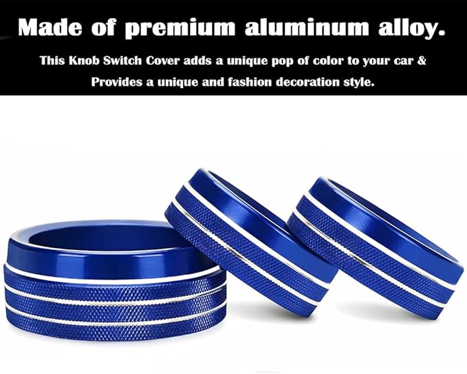 Auprite Climate Control Knob Covers for Challenger Accessories 2015-2023 2024, for Dodge Charger 2015-2023 2024, for Dodge Chrysler 300/300s 2015-2024,3Pcs Kit (Blue) - Image 5