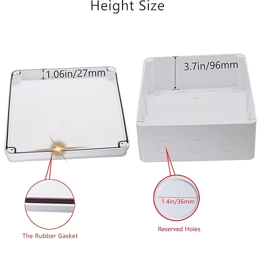 Junction box Dustproof Waterproof IP65 ABS Plastic Electrical Boxes, Indoor & Outdoor Electrical Power Cord Enclosure Universal Project Box DIY Case White 11.8 x 9.8 x 4.7 inch(300x250x120mm) - Image 4