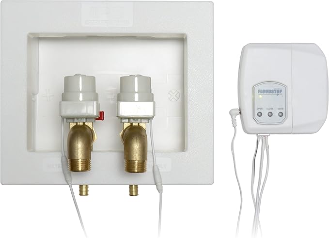 FloodStop Washing Machine Leak Detector Kit with Automatic Water Shut-Off and Visual/Audible Alarms, 3/4" 90deg, Hot & Cold Valves - Image 2