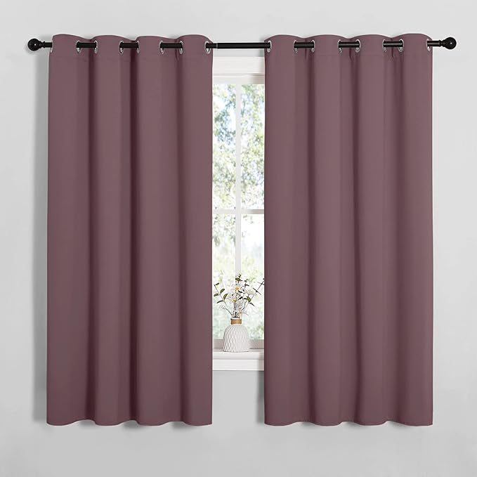 NICETOWN Bedroom Curtain Panels Blackout Draperies, Dry Rose, 1 Pair, 55 by 68-inch, Thermal Insulated Solid Grommet Blackout Curtains/Drapes by NICETOWN
