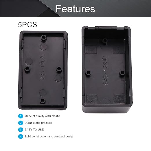 Fielect 5pcs Electronic Junction Box ABS Plastic Junction Project Box Enclosure Circuit Board Small Box 4.29 x 2.52 x 1.42 inch Black - Image 4