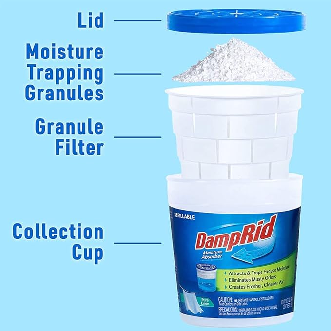 DampRid Pure Linen Refillable Moisture Absorber - 10.5oz cups - 2 pack – Traps Moisture for Fresher, Cleaner Air - Image 5