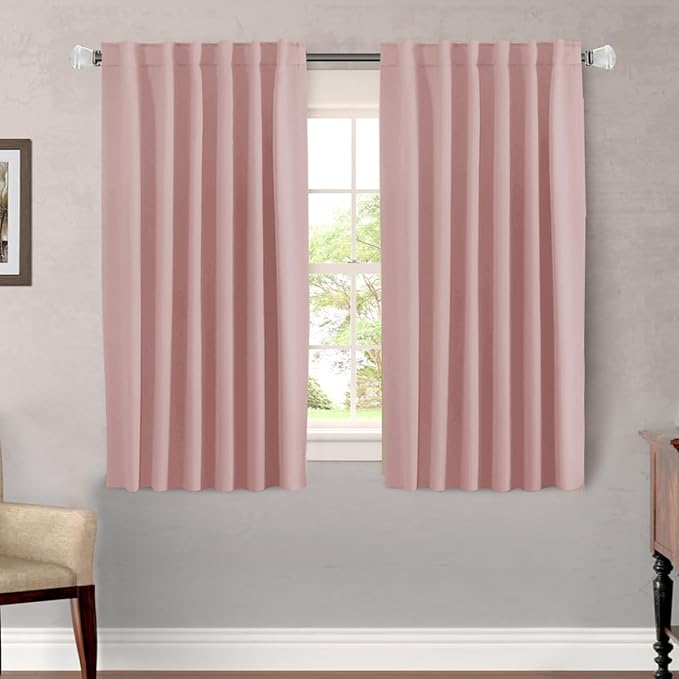 H.VERSAILTEX Blackout Curtains Thermal Insulated Window Treatment Panels Room Darkening Blackout Drapes for Living Room Back Tab/Rod Pocket Bedroom Draperies (2 Panels, Baby Pink, 52 x 54 Inch) by HVERSAILTEX