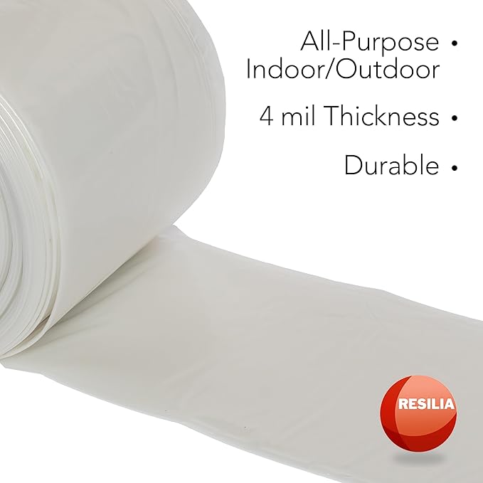 RESILIA Clear Construction Film - Heavy-Duty 4 Mil, 0.004 Inch, Indoor/Outdoor Plastic Sheeting, Drop Cloth, Moisture and Vapor Barrier for Painting, Garden, Furniture, 20' by 100' Roll, Made in USA - Image 2