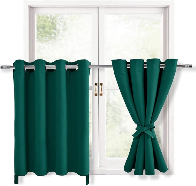 Hiasan RV Blackout Curtains for Bedroom, 52 x 30 Inches Long - Thermal Insulated & Energy Saving Window Curtains for Living Room, 2 Drape Panels Sewn with Tiebacks, Hunter Green - Image 7