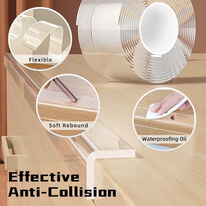 2 in x 13.12 FT,Clear Soft Corner Protectors for Furniture Strip,Sharp Edge & Table Bumper,Window Edge,Wall Protector, Soft Corner Guards Safe for Proof,Table Corner Protectors in Family - Image 4