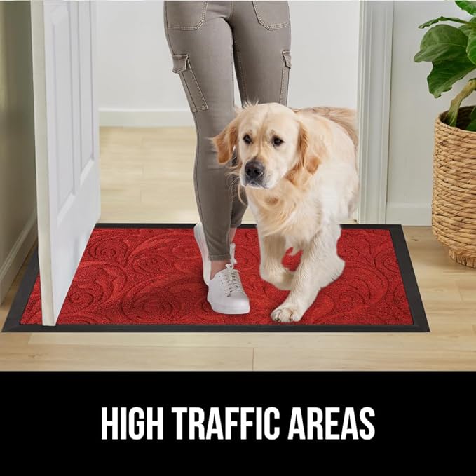 GORILLA GRIP 100% Waterproof All-Season WeatherMax Doormat 35x23, US Designed Natural Rubber, Stain and Fade Resistant, Low Profile Indoor Outdoor Door Mats, Easy Clean Patio Mat, Red Vintage Wine - Image 6