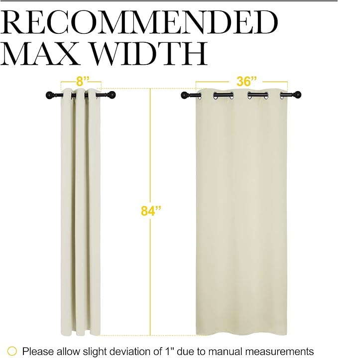 NICETOWN Long Curtains for Windows, Eyelet Top Room Darkening Panels/Drapes for Living Room (Beige, 2 Panels, W42 x L84 inches) - Image 6
