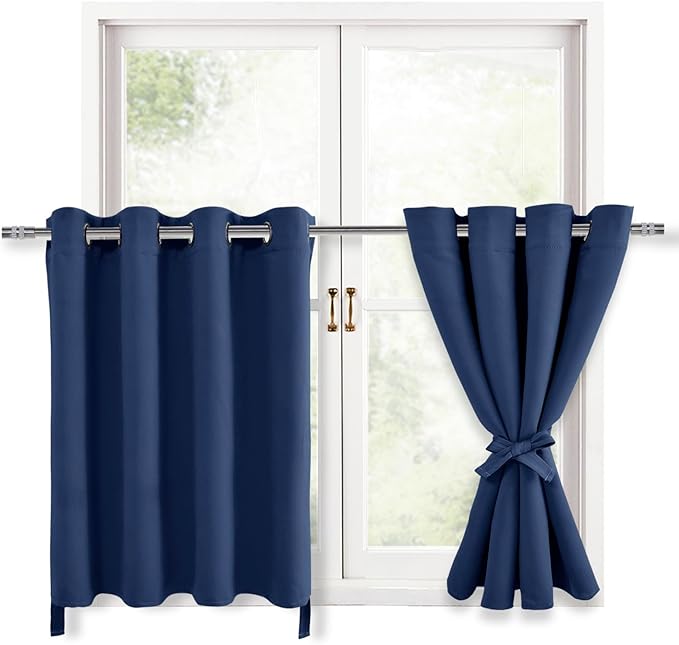 Hiasan RV Blackout Curtains for Bedroom, 52 x 36 Inches Long - Thermal Insulated & Energy Saving Window Curtains for Living Room, 2 Drape Panels Sewn with Tiebacks, Navy - Image 9