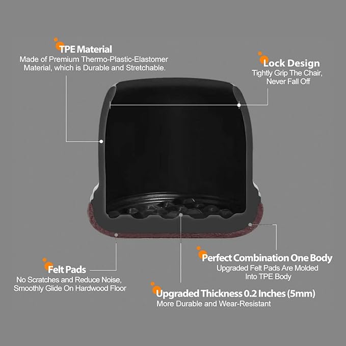 Ezprotekt 24 Pcs Small Black Silicone Chair Leg Floor Protectors for Hardwood Floor, Chair Leg Caps Cover, Felt Furniture Protectors Pads, Bar Stool Leg Protector Round (S Fit: 3/5" to 3/4", 15-19mm) - Image 3