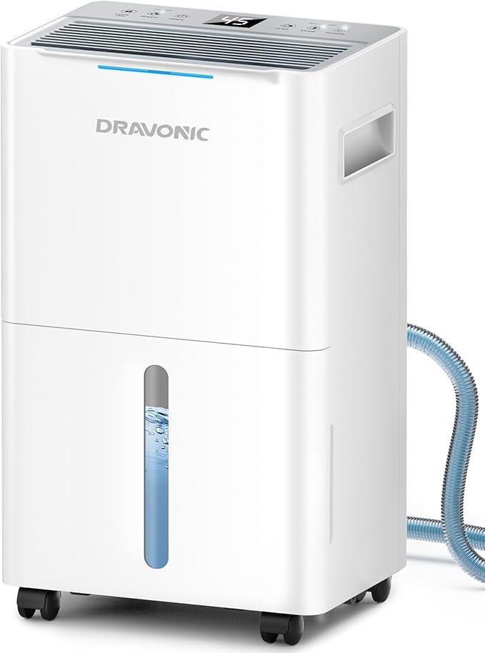 21 Pints Dehumidifier for Basement, 1500 Sq. Ft Dehumidifiers for Home with Drain Hose, Quiet Smart Humidity Control for Bedroom Bathroom with Auto Shut Off, 24H Timer by Dravonic