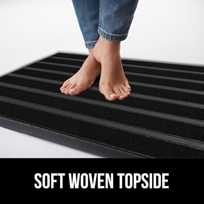 GORILLA GRIP 100% Waterproof All-Season WeatherMax Doormat US Designed Natural Rubber, Stain and Fade Resistant, Low Profile Indoor Outdoor Door Mats, Easy Clean Patio Mat, 17x29, Black Stripe - Image 7