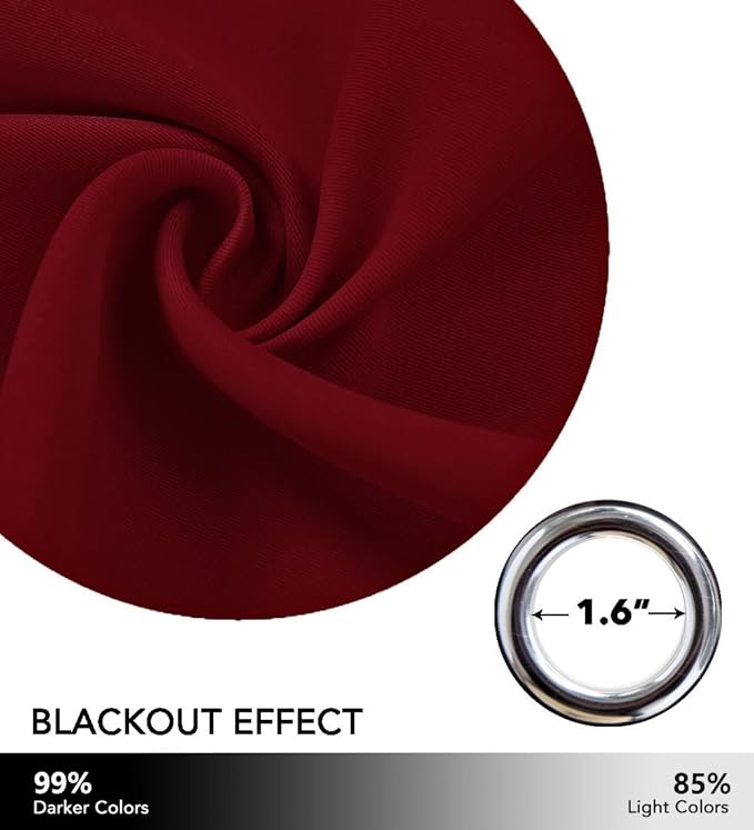 NICETOWN Christmas Sound Blocking Room Dividers Curtains Screens Partitions, Function Thermal Blackout Patio Door Panel, Sliding Door Insulated Wide Curtains, 8.3ft Wide x 7ft Long, Burgundy Red - Image 4