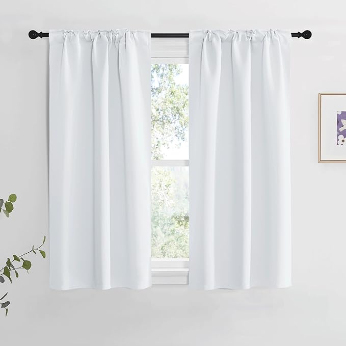 NICETOWN Insulated Room Darkening Curtain Panels - (Greyish White Color) W34 x L48, 2 Pieces, Room Darkening Window Treatment Drape Panel - Image 2