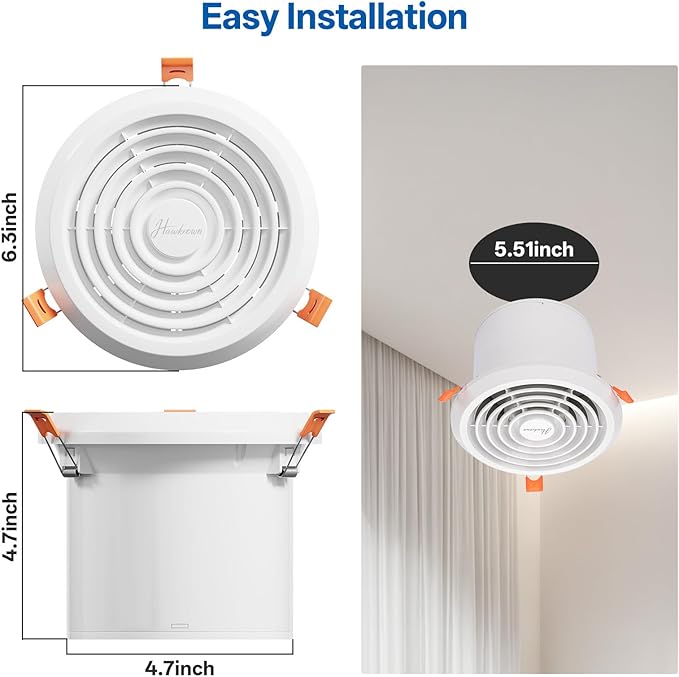 4inch Exhaust Fan, 110 CFM Wall Mounted Vent Fan, 1.0 Sone Quiet, Windows Exhaust Fan, Ventilation Fan for Bathroom, Basement, Mobile Home (2 packs) - Image 5