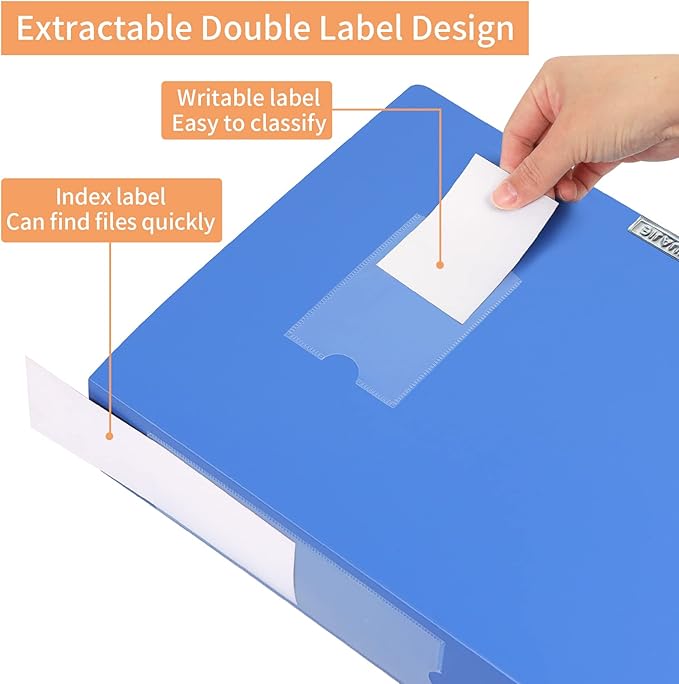HUA JIE A4 Storage File Boxes Plastic Archives Cases with Lid, File Folder Organizer Document Filing Box for office,31×7.5×23.5 cm, Blue(Pack of 4) - Image 7