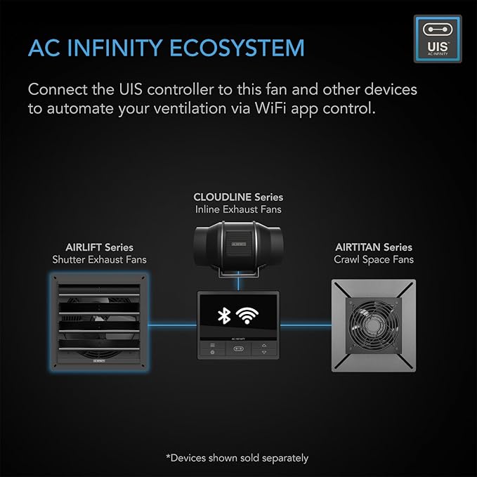 AC Infinity AIRLIFT T20, Shutter Exhaust Fan 20" with WiFi Temperature Humidity Controller, EC-Motor Wall Mount Ventilation and Cooling for Sheds, Attics, Workshops, and Greenhouses - Image 5