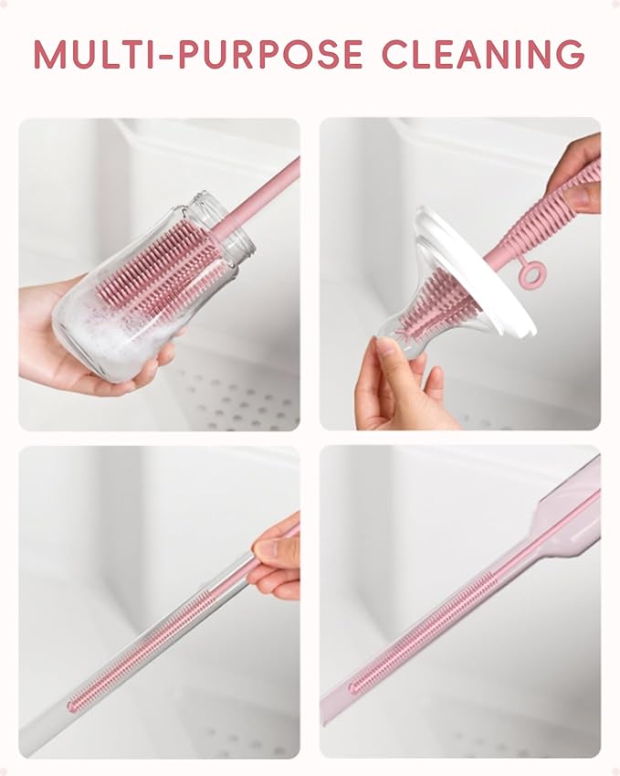 Silicone Cleaning Brush Kit,Water Bottle and Straw Cleaner Brush Set for Tumbler,Baby Bottle,Breast Pump Part,Nipple,Sippy Cup,Glass,Dishwasher Safe,BPA Free,3 Pcs - Image 5
