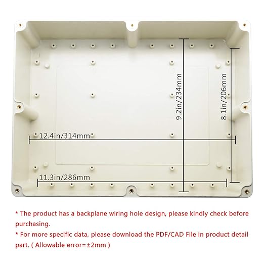 LeMotech Waterproof Dustproof IP65 ABS Plastic Junction Box Universal Electric Project Enclosure Pale Gray 12.6 x 9.45 x 4.33 inch (320 x 240 x 110 mm) - Image 5