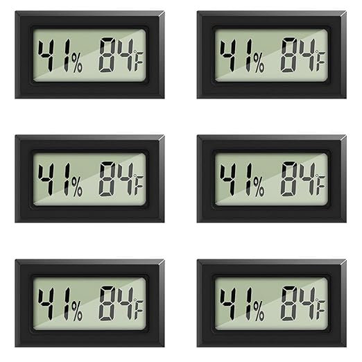 6 Pack Mini Digital Hygrometer Thermometer Small Indoor Temperature and Humidity Meter Gauge with Temp Humidity Sensor Monitor Fahrenheit (℉) for Jars,Home,Room by Rojuna