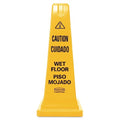 Rubbermaid Commercial Products Heavy-Duty Multilingual Caution/Warning Wet Floor Safety Cone for Restaurant/Grocery Store/Office/Facility/High-Traffic Area, Tall/Durable, 25", Yellow by RubbermaidCommercialProducts