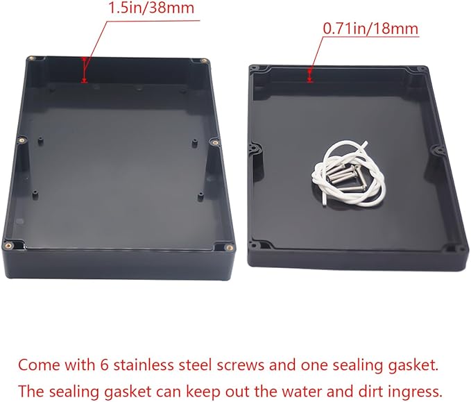 Project Box IP65 Waterproof Junction Box ABS Plastic Black Electrical Boxes DIY Electronic Project Case Power Enclosure 11.42x8.27x2.48 inch (290 x 210 x63 mm) - Image 4
