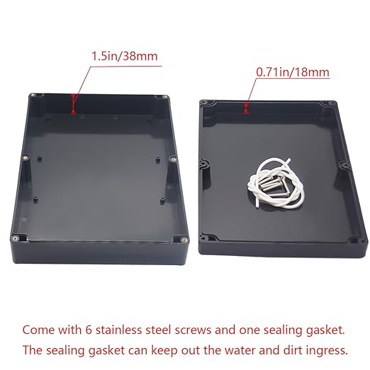 1 Pack Project Box IP65 Waterproof Junction Box ABS Plastic Black Electrical Boxes DIY Electronic Project Case Power Enclosure 11.42x8.27x2.48 inch (290 x 210 x63 mm) - Image 4