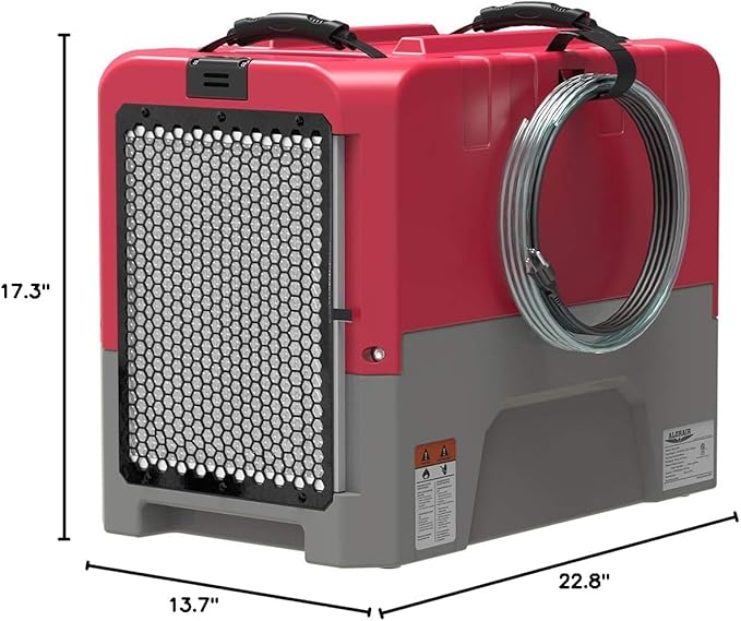 ALORAIR LGR Commercial Dehumidifier with Pump Drain Hose, 180 Pint Large Capacity Crawl Space Dehumidifier for Water Damage Restoration, Basements Warehouse & Job Sites, 5 Years Limited Warranty, Red - Image 9