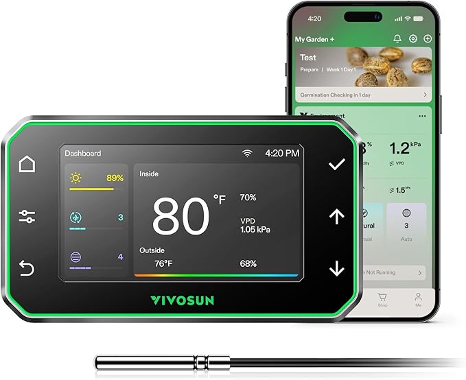 VIVOSUN GrowHub Controller E42A+ for Grow Tent, Smart Environmental WiFi-Controller with Temperature, Humidity, VPD, Timer, Cycle, Schedule Controls, Cooling Ventilation Lighting Programming by VIVOSUN