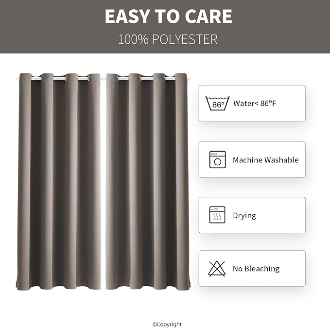 DIVA EN CAMINO DEC Outdoor Indoor Curtains W52 x L108 for Patio - Weather-Resistant Window Panels Privacy Protect Grommet Top Thermal Insulated Home Curtain for Porch Pergola Garden (Taupe, 2 Panels) - Image 7