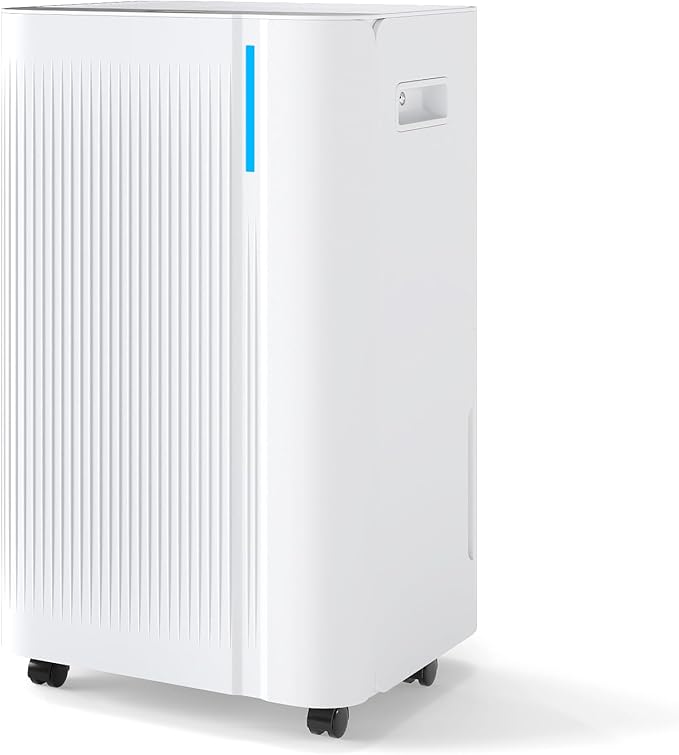 COSTWAY 54 Pints Dehumidifier for Basement, 4500 Sq.Ft Portable Dehumidifier with Drain Hose, 1.1 Gal Water Tank, 3 Modes, 24 H Timer, 3-Color Light, Auto Defrost, Memory, Child Lock by COSTWAY