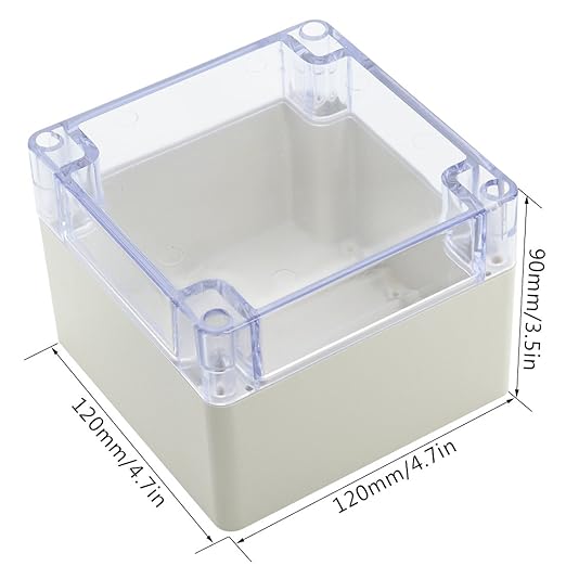 LeMotech ABS Plastic Junction Box Dustproof Waterproof IP65 Electrical Enclosure Box Universal Project Enclosure Grey with PC Transparent Clear Cover 4.7 x4.7 x3.5 inch(120 x 120 x 90 mm) - Image 2