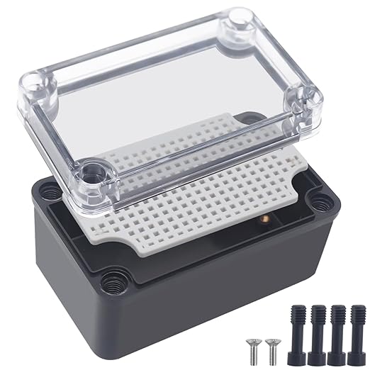 Junction Box,IP67 Waterproof ABS Black Project Box Clear Cover with Mounting Plate Electrical Box Enclosure for Outside Electronics 5.1 x 3.1 x 2.8inch(130x80x70mm) by Otdorpatio
