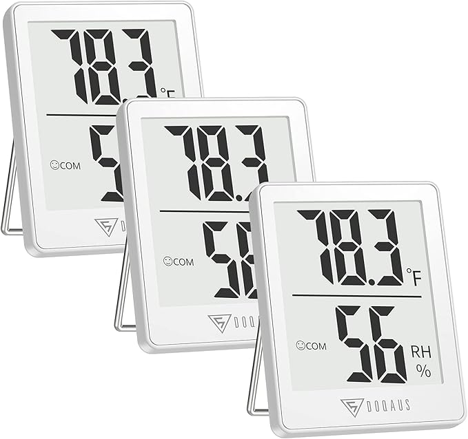 DOQAUS Indoor Thermometer [3 Packs], Humidity Gauge Room Thermometer for Home, Digital Hygrometer, Accurate Temperature Humidity Monitor Meter for House, Office, Greenhouse, Home White (2.3X1.8inch) by DOQAUS