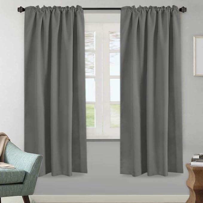 H.VERSAILTEX Blackout Curtains Thermal Insulated Window Treatment Panels Room Darkening Blackout Drapes for Living Room Back Tab/Rod Pocket Bedroom Draperies, 52 x 72 Inch, Bluish Gray, 2 Panels - Image 2