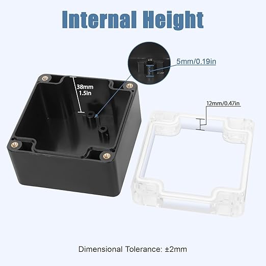 LeMotech Junction Box with Clear Cover IP65 Waterproof Project Box Dustproof ABS Plastic Electrical Project Boxes Universal Enclosure, Black 3.2"x 3.1"x 2.2"(83x81x56mm)(Pack of 2) - Image 3