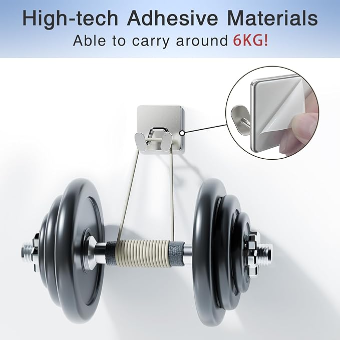Shower Hooks for Inside Shower - Extra Sticky Stainless, Razor Holder Accessories, Wall Mounted Self-Adhesive Double Hooks for Razor, Loofah, Towel, Shaver, Coat, Key, Silver 6 Pack - Image 3