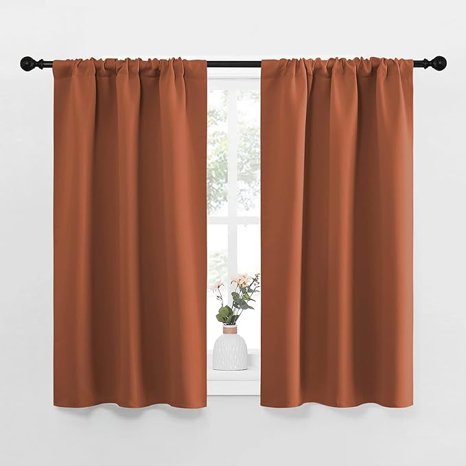 NICETOWN Blackout Curtains and Drapes - Thermal Insulated Solid Rod Pocket Blackout Draperies/Panels (Burnt Orange, 1 Pair, 34 by 45 inches) by NICETOWN