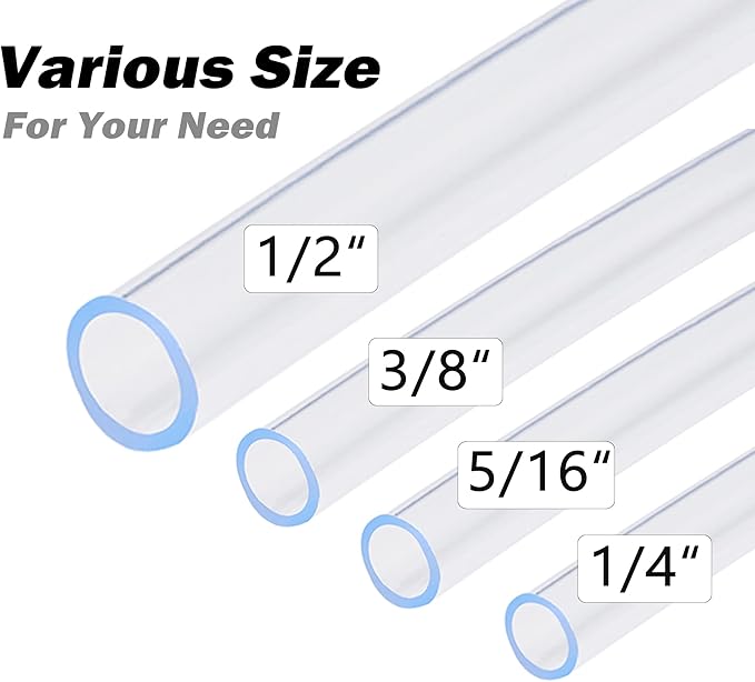DAVCO 1/4" ID - 25 ft Clear Vinyl Tubing with 2 Stainless Clamps, Low Pressure Flexible PVC Tube, Heavy Duty UV Chemical Resistant Lightweight Plastic Vinyl Hose, BPA Free and Non Toxic - Image 5