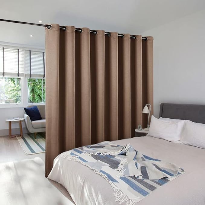 NICETOWN Patio Blind Blackout Curtain Panels - Extra Wide Curtains, Sliding Door Insulated Drape, Soundproof Room Divider Curtains (Cappuccino, 100 x 95 Inch/ 100"W x 95"L) - Image 8