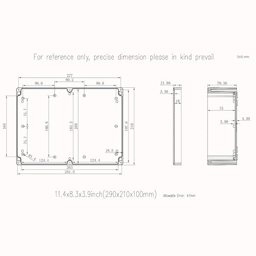 Junction Box, Zulkit Project Box IP65 Waterproof Outdoor Box ABS Plastic Electrical Boxes Electronic Enclosure Black 11.42 x 8.27 x 3.94 inch (290 x 210 x 100 mm)(Pack of 1) - Image 7
