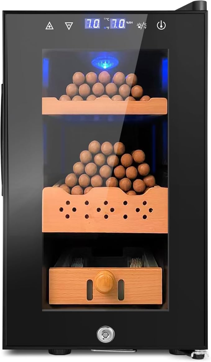 25L Cigar Electric Humidor, 200 Counts Large Capacity,Thermostatic Electric Cooler Cabinet with Digital LED Screen, Safety Lock,Smart Humidity & Temp Control, Gifts for Men - Image 8