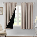 H.VERSAILTEX 100% Blackout Curtains for Bedroom Thermal Insulated Blackout Curtains 63 Inches Long Rod Pocket Window Drapes for Living Room with Black Liner 2 Panels Set, Natural Sand by HVERSAILTEX